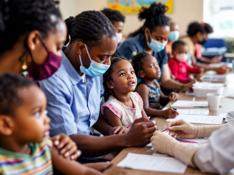 Persoane primind vaccinuri într-un cadru medical.