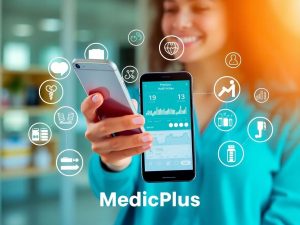 Persoană care folosește aplicația MedicPlus pentru sănătate.